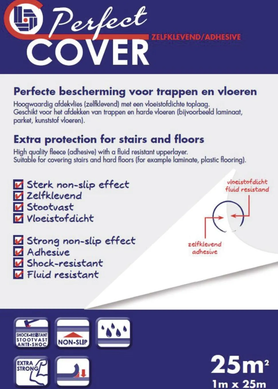 Perfect Cover Afdekvlies Zelfklevend Standaard 1x25m