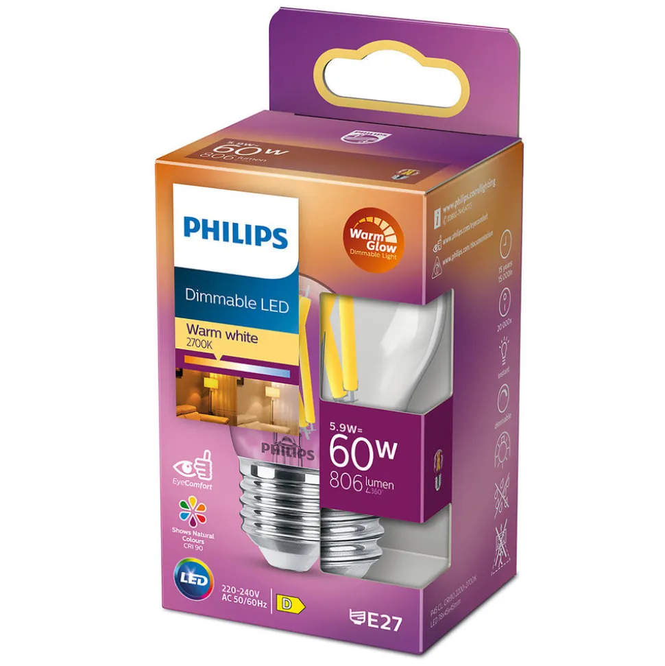 Philips LED Lamp Filament Classic 60W E27 P45 WGD90 CL SRT4