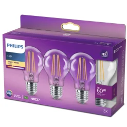 Philips LED Lamp Peer 60W E27 Warmwit Helder 3st
