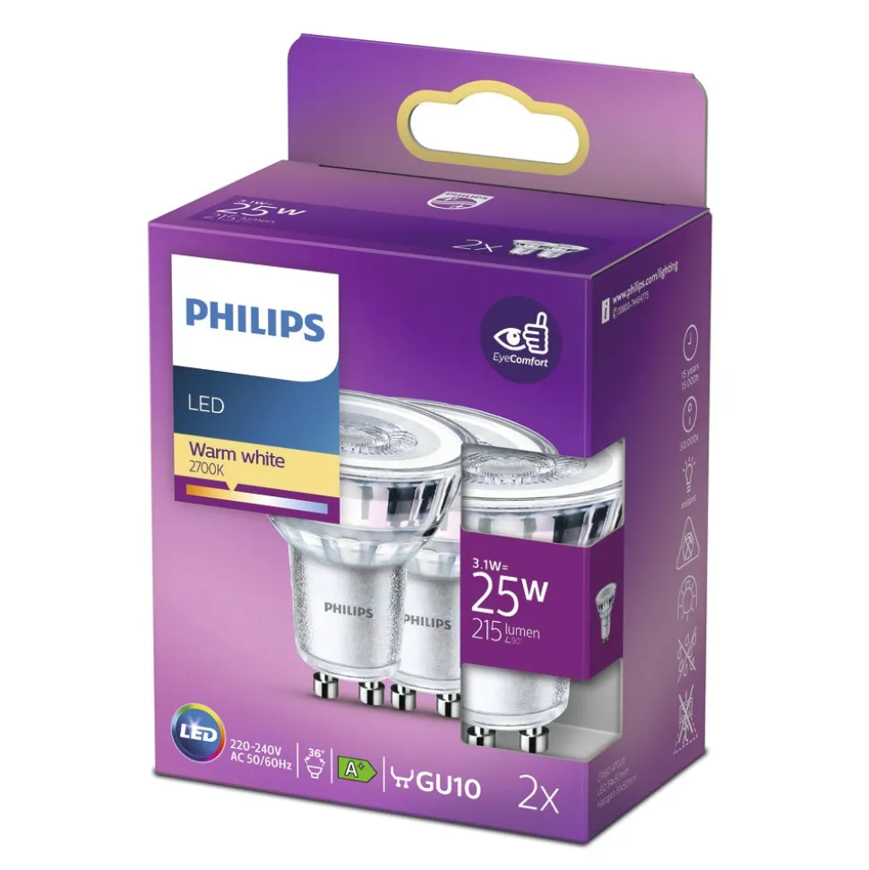 Philips LED Spot 25W GU10 Warmwit 2st
