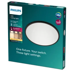 Philips Plafondlamp Superslim CL550 Zwart Rond 15W 3-Staps Dimbaar IP20 Ø25cm