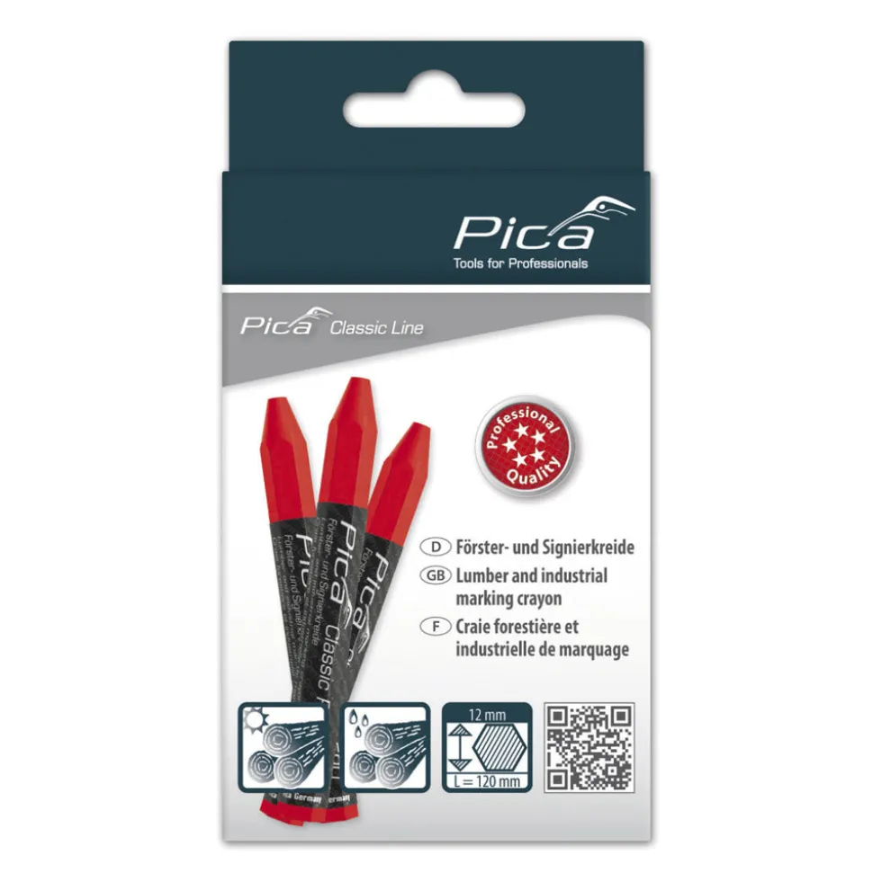 Pica 590/40 Markeerkrijt PRO Rood 12cm 12st