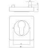 Profielcilinderplaatje Verdekt Vierkant 55x55x10mm 7mm Nokken Antraciet-Grijs