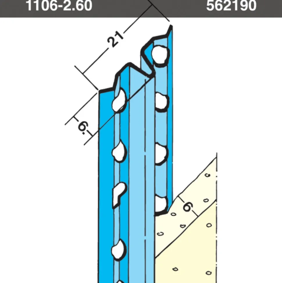 Protektor Afreiprofiel 1106 verzinkt staal stucdikte 6 mm 260 cm