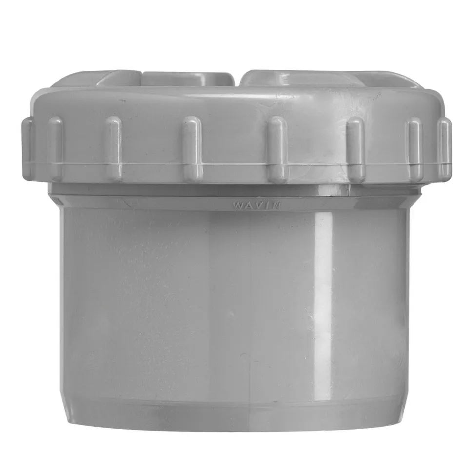 PVC eindstuk wanddikte 3,2 mm Ø 40/50 mm middengrijs met schroefdeksel