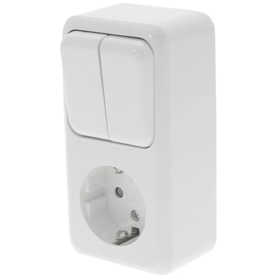 Q-Link Combinatiecontactdoos Serieschakelaar Opbouw Polarwit Randaarde