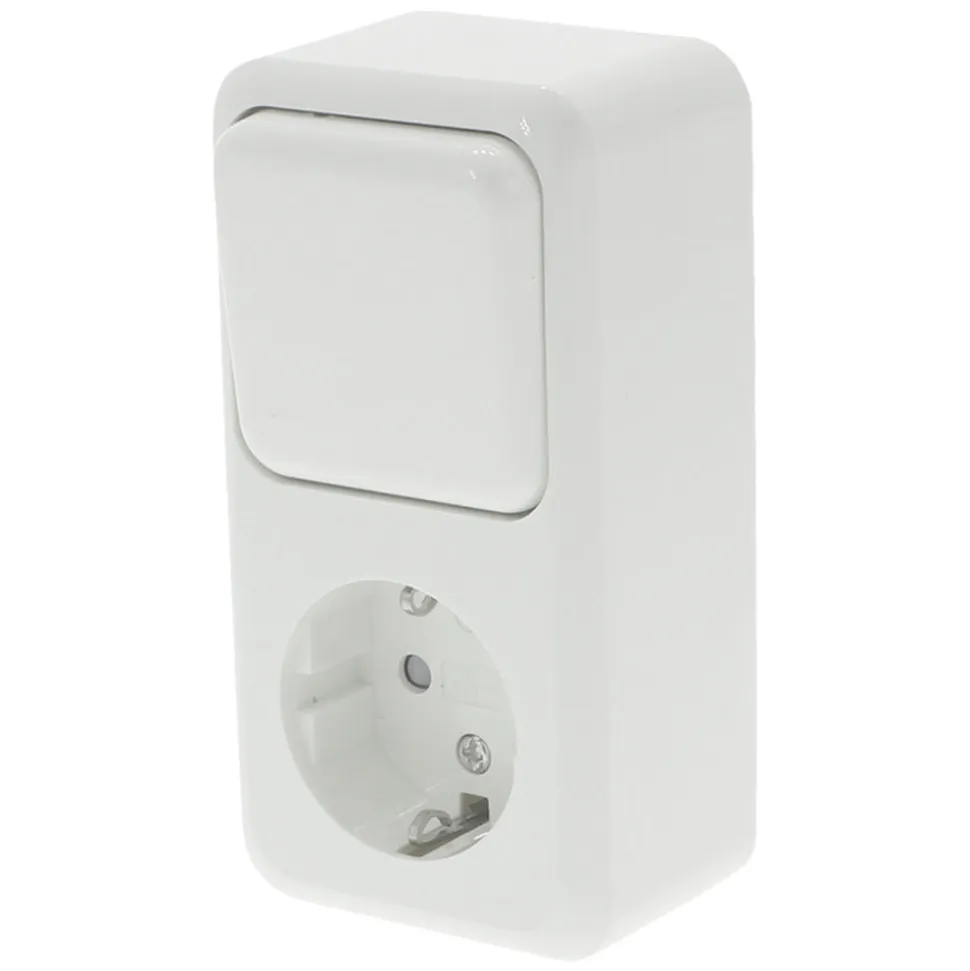 Q-Link Combinatiecontactdoos Wisselschakelaar Opbouw Polarwit Randaarde