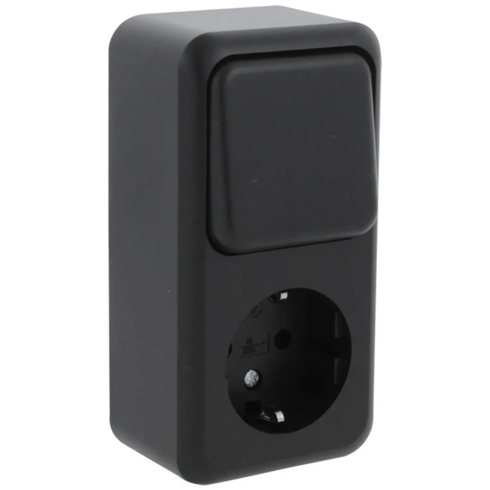 Q-Link Contactdoos Opbouw Combinatie Wissel Zwart