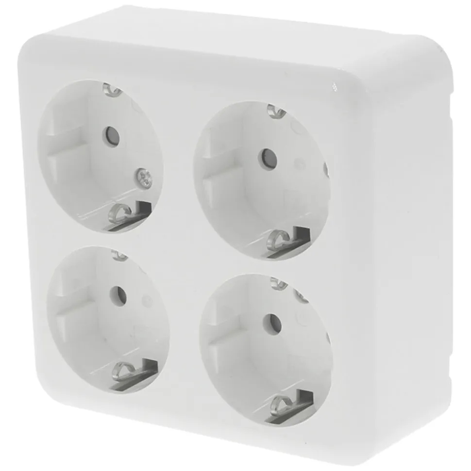 Q-Link Contactdoos Opbouw 4-Voudig Polarwit Randaarde
