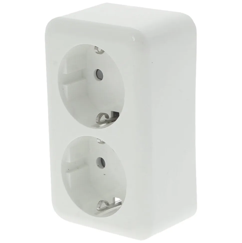 Q-Link Contactdoos Opbouw 2-Voudig PolarWit Randaarde