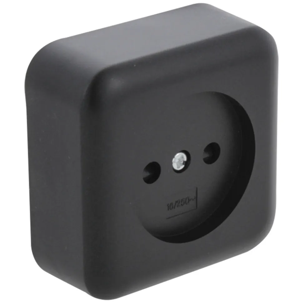 Q-Link Contactdoos Opbouw 1-Voudig Kinderbeveiliging Zwart
