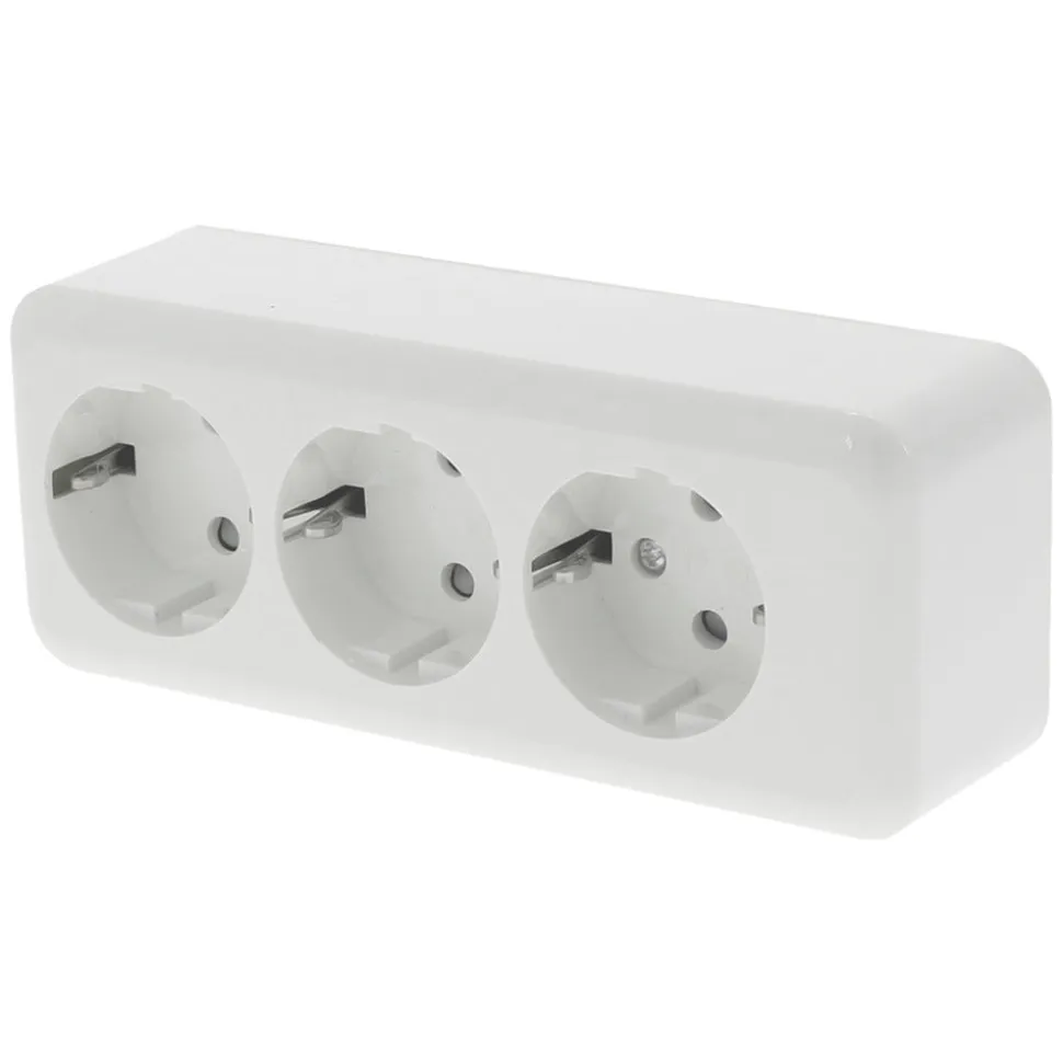 Q-Link Contactdoos Opbouw 3-Voudig Polarwit Randaarde