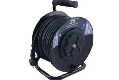 Q-link Kabelhaspel Prof 3x1,5 Neopreen SWD Vaste Contactdoos Zwart/Geel 25 meter