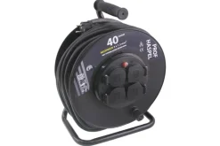 Q-Link Kabelhaspel Randaarde Neopreen Zwart 40m IP44 Vaste Contactdoos