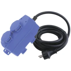 Q-link Stekkerdoos blok 4-voudig 3x1,5 mm2 randaarde met 5m snoer blauw