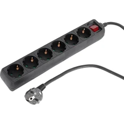 Q-Link Stekkerdoos 6-Voudig Zwart Randaarde 3680W 3x1,5mm2 1,5m