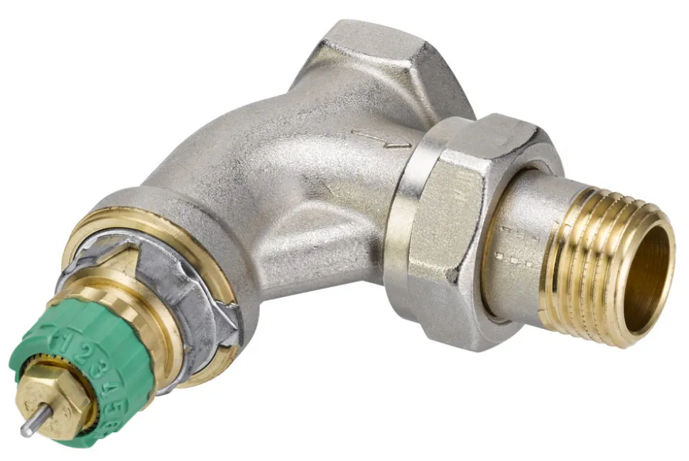 RA-DV Radiatorafsluiter Thermost Drukonafhank 1/2 En DN15 Haaks