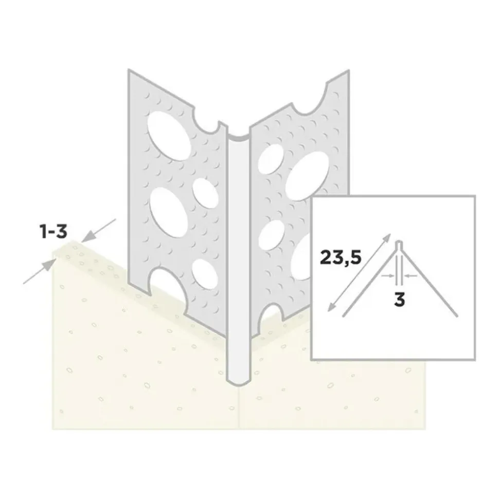 Ripstaal Hoekprofiel 1030 Plus Aluzink Stucdikte 1-3mm