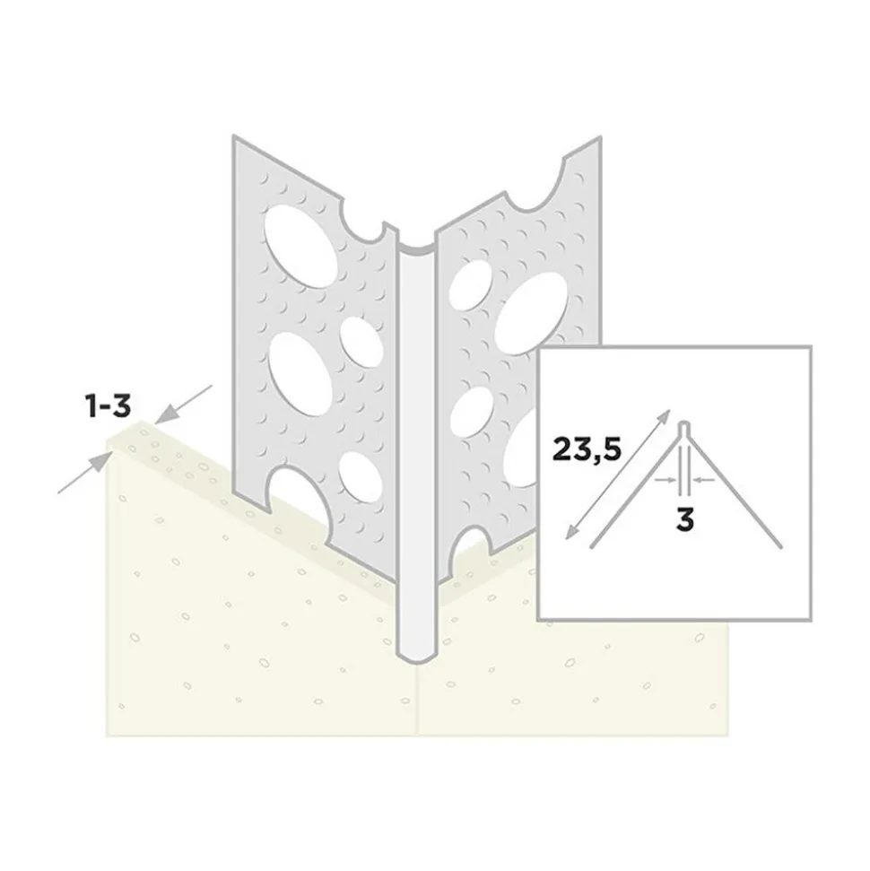 Ripstaal Hoekprofiel 1030 Plus Aluzink Stucdikte 1-3mm