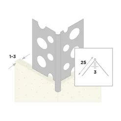 Ripstaal Hoekprofiel 1031 RVS Stucdikte 1-3mm 260cm