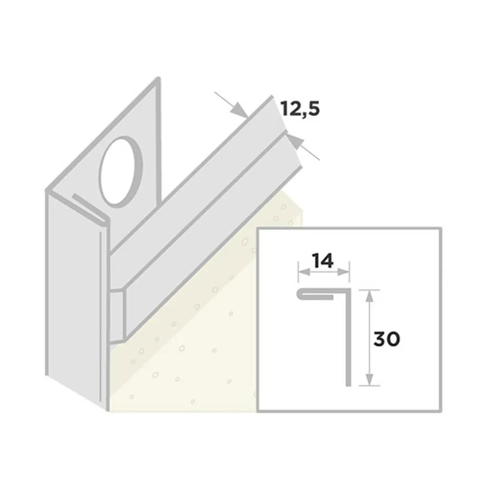 Ripstaal Stucstop 1131 Aluzink Stucdikte 14mm 300cm