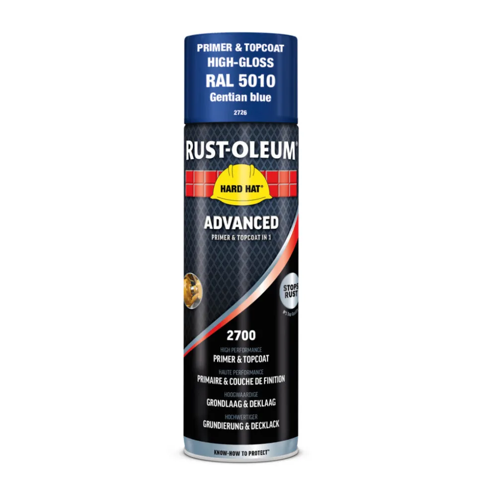 Rust-Oleum Hard Hat Advanced Hoogglans RAL5010 Gentiaanblauw 500ml
