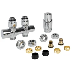 SaniFit Radiator Onderblok Set Thermostatisch Recht Chroom