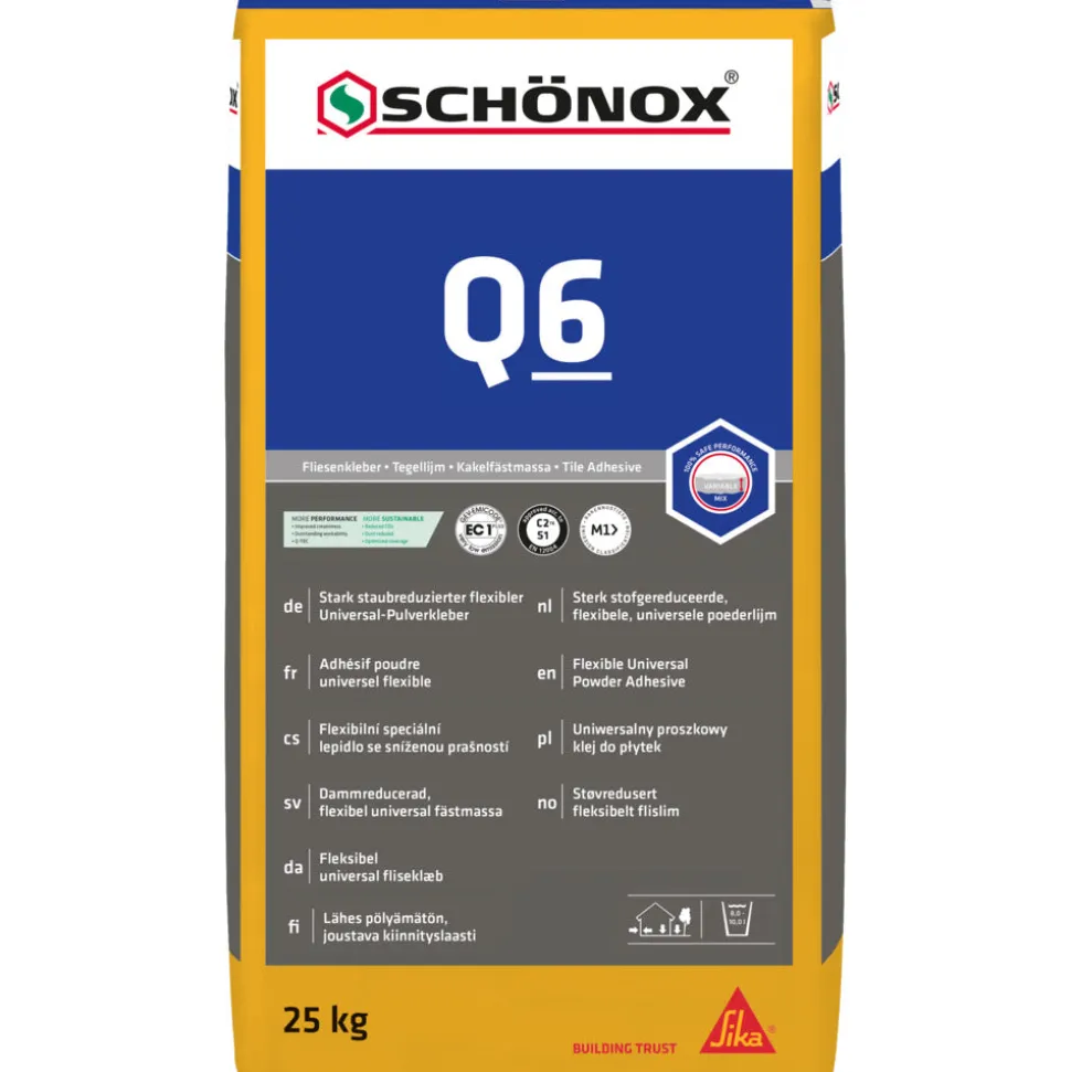 SCHÖNOX Q6 Veelzijdige Poederlijm Grijs 25kg