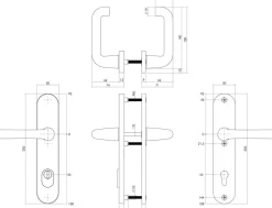 SKG3 Veiligheidsbeslag Ovaal Kruk/Kruk Geveerd PC55mm Met UTB Aluminium/Zwart