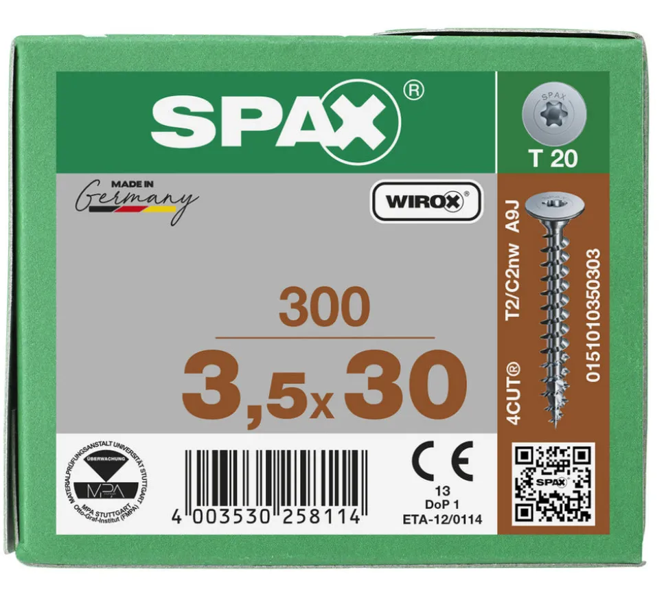 SPAX Achterwandschroef Verzinkt Voldraad 300st