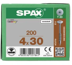 SPAX Corpusschroef Vernikkeld Deeldraad T20 200st