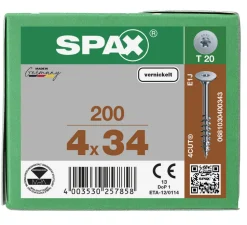 SPAX Corpusschroef Vernikkeld Deeldraad T20 200st