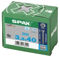 SPAX Glaslatschroef RVS VK 3,5x40mm Deeldraad PZ2 A2 200st