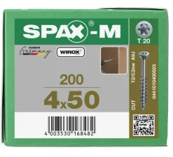 SPAX MDF Schroef Verzinkt VK Deeldraad 200st