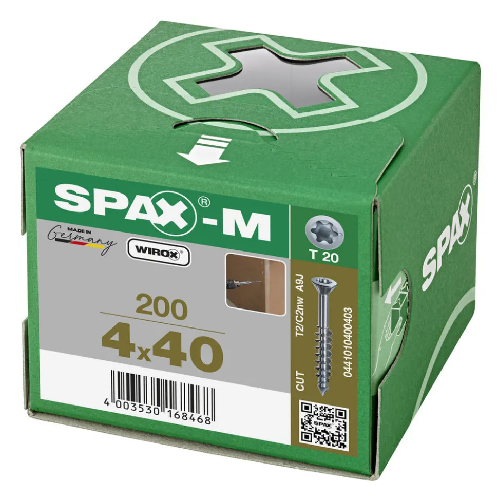 SPAX MDF Schroef Verzinkt VK Deeldraad 200st