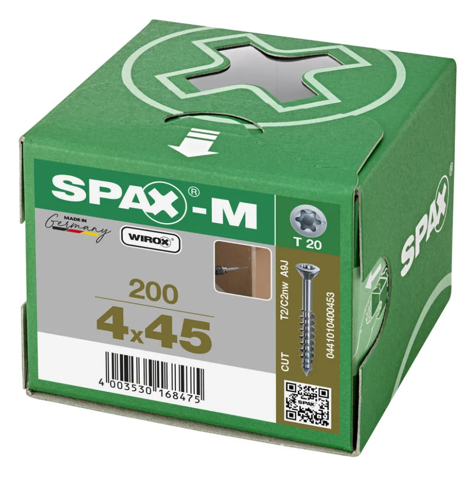 SPAX MDF Schroef Verzinkt VK Deeldraad 200st