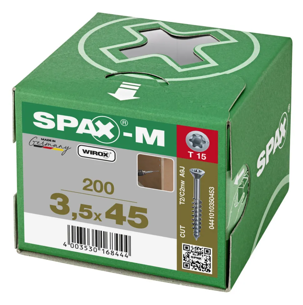 SPAX MDF Schroef Verzinkt VK Deeldraad 200st