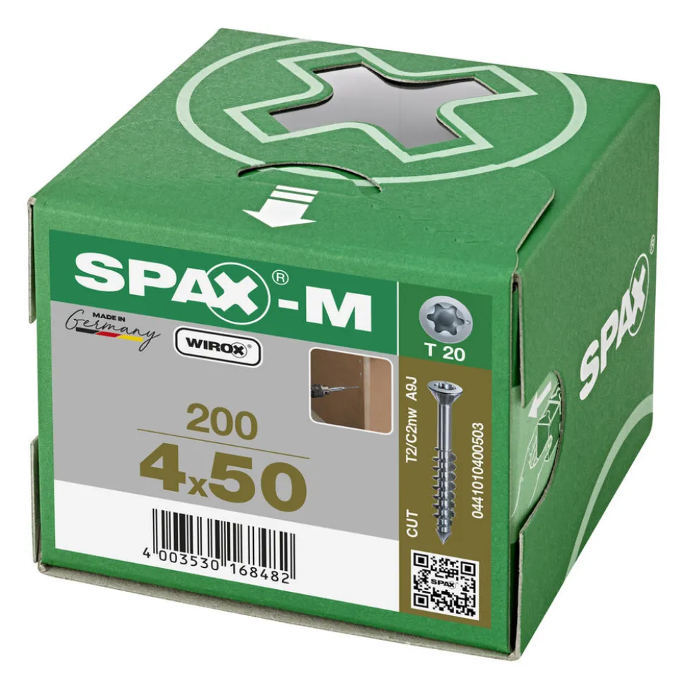 SPAX MDF Schroef Verzinkt VK Deeldraad 200st