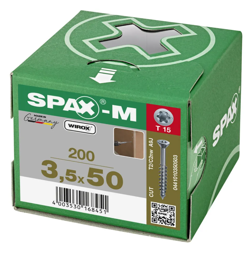 SPAX MDF Schroef Verzinkt VK Deeldraad 200st