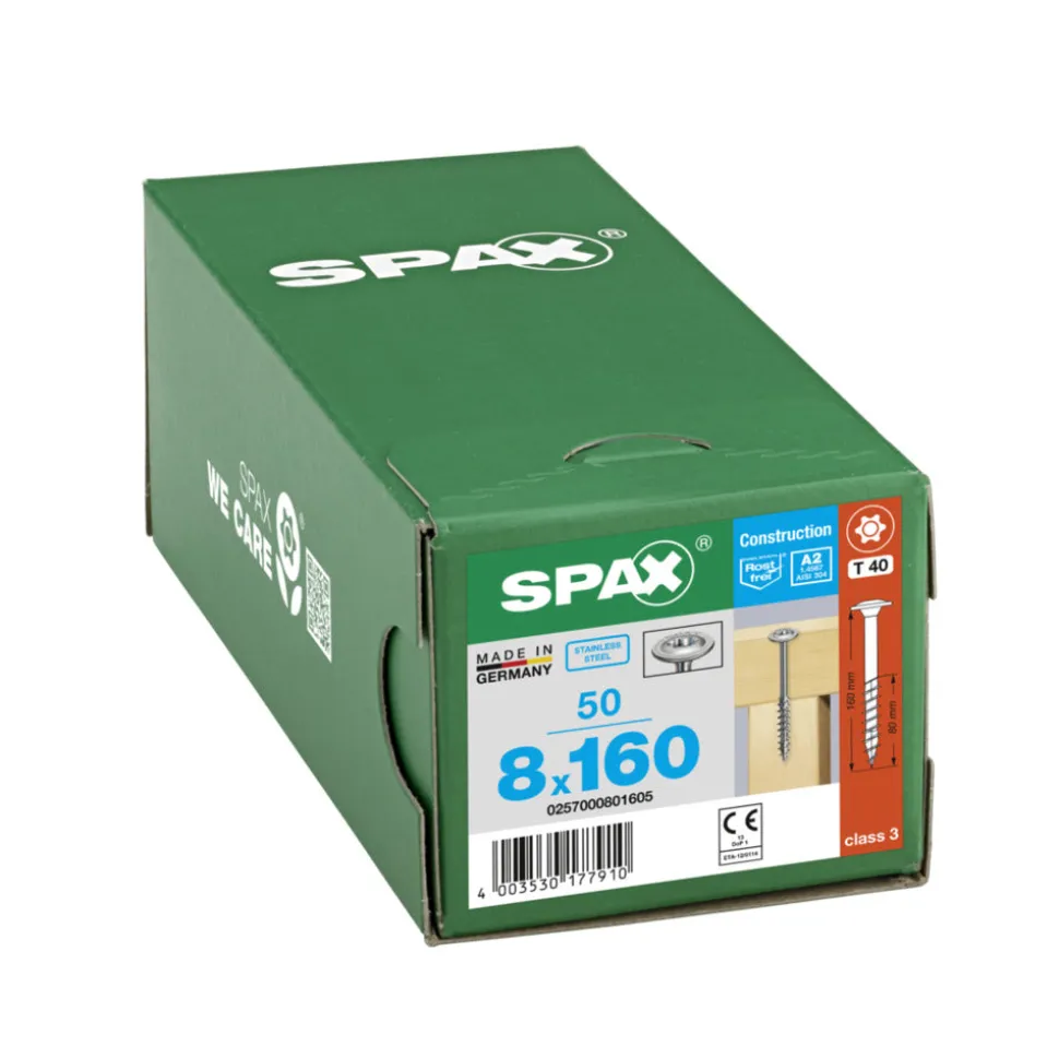 SPAX Tellerkopschroef RVS A2 DK Deeldraad T-STAR Plus T40 50st