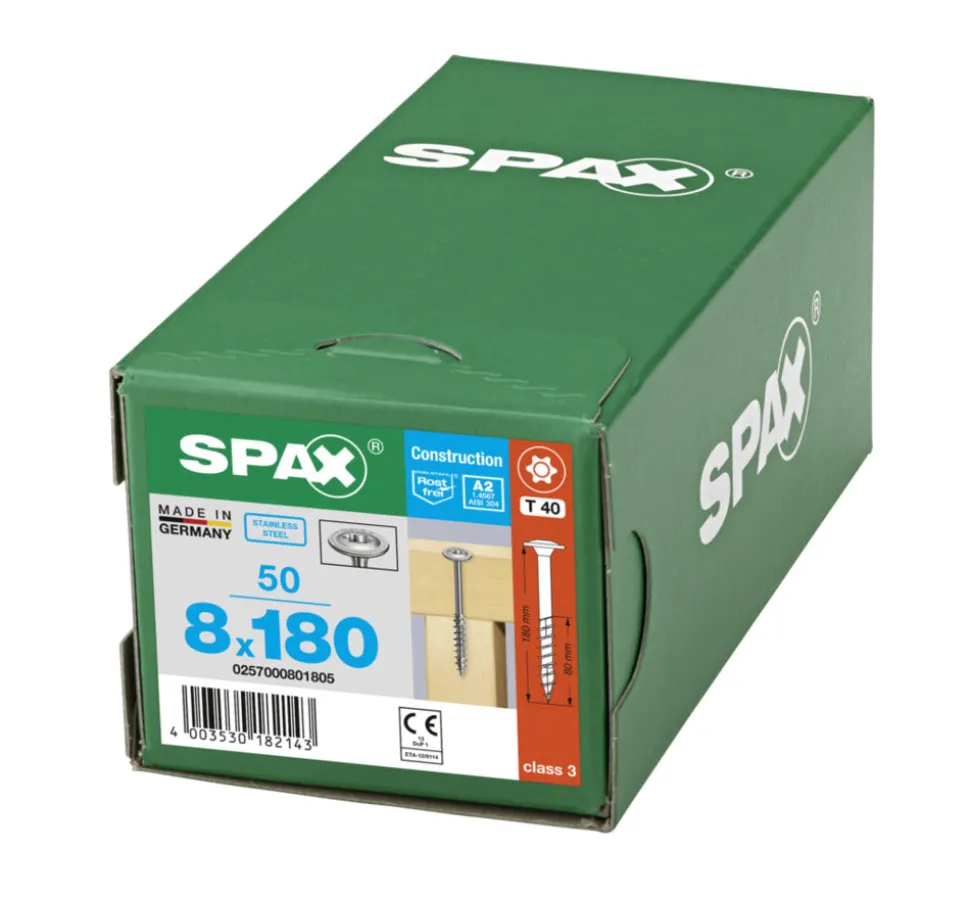 SPAX Tellerkopschroef RVS A2 DK Deeldraad T-STAR Plus T40 50st