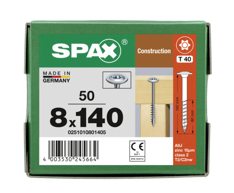 SPAX Tellerkopschroef Verzinkt DK Deeldraad T40 50st