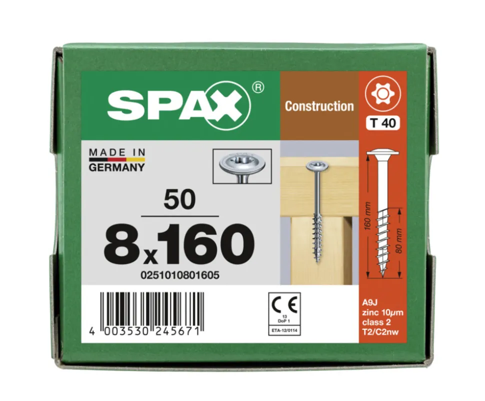 SPAX Tellerkopschroef Verzinkt DK Deeldraad T40 50st