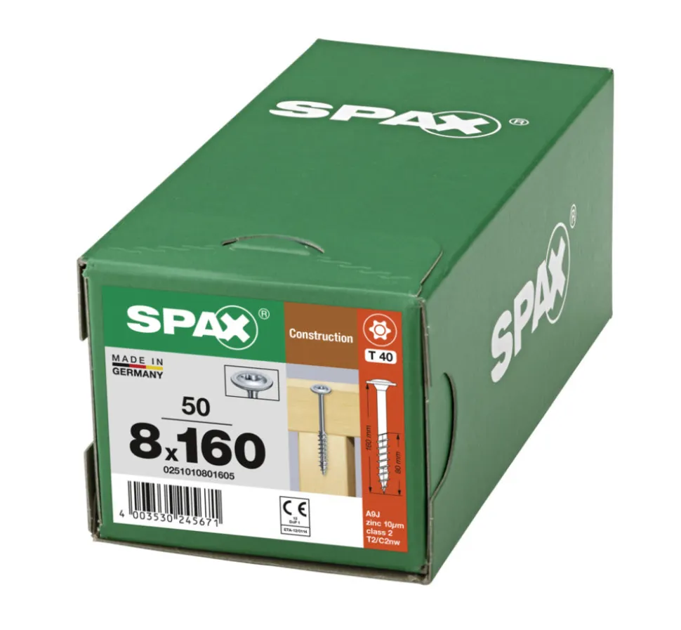 SPAX Tellerkopschroef Verzinkt DK Deeldraad T40 50st