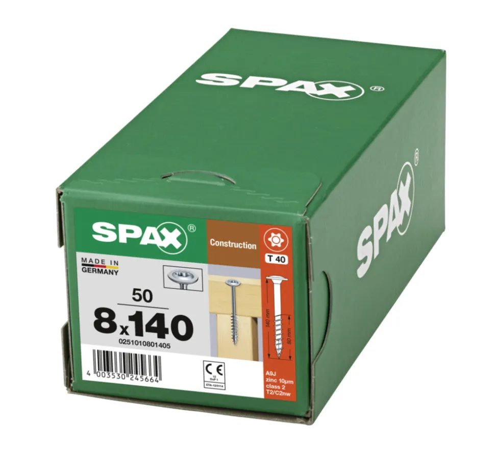 SPAX Tellerkopschroef Verzinkt DK Deeldraad T40 50st