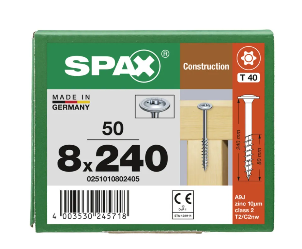 SPAX Tellerkopschroef Verzinkt DK Deeldraad T40 50st