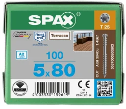SPAX Terrasschroef RVS A2 CK T25