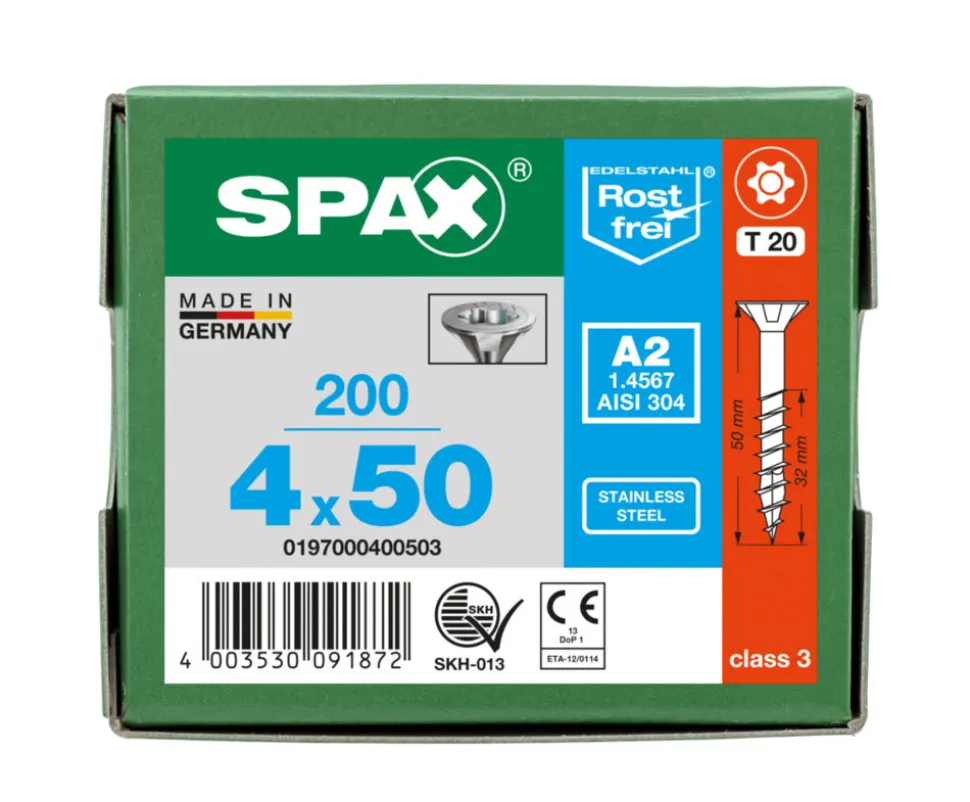 SPAX Universele Schroef RVS A2 VK Deeldraad