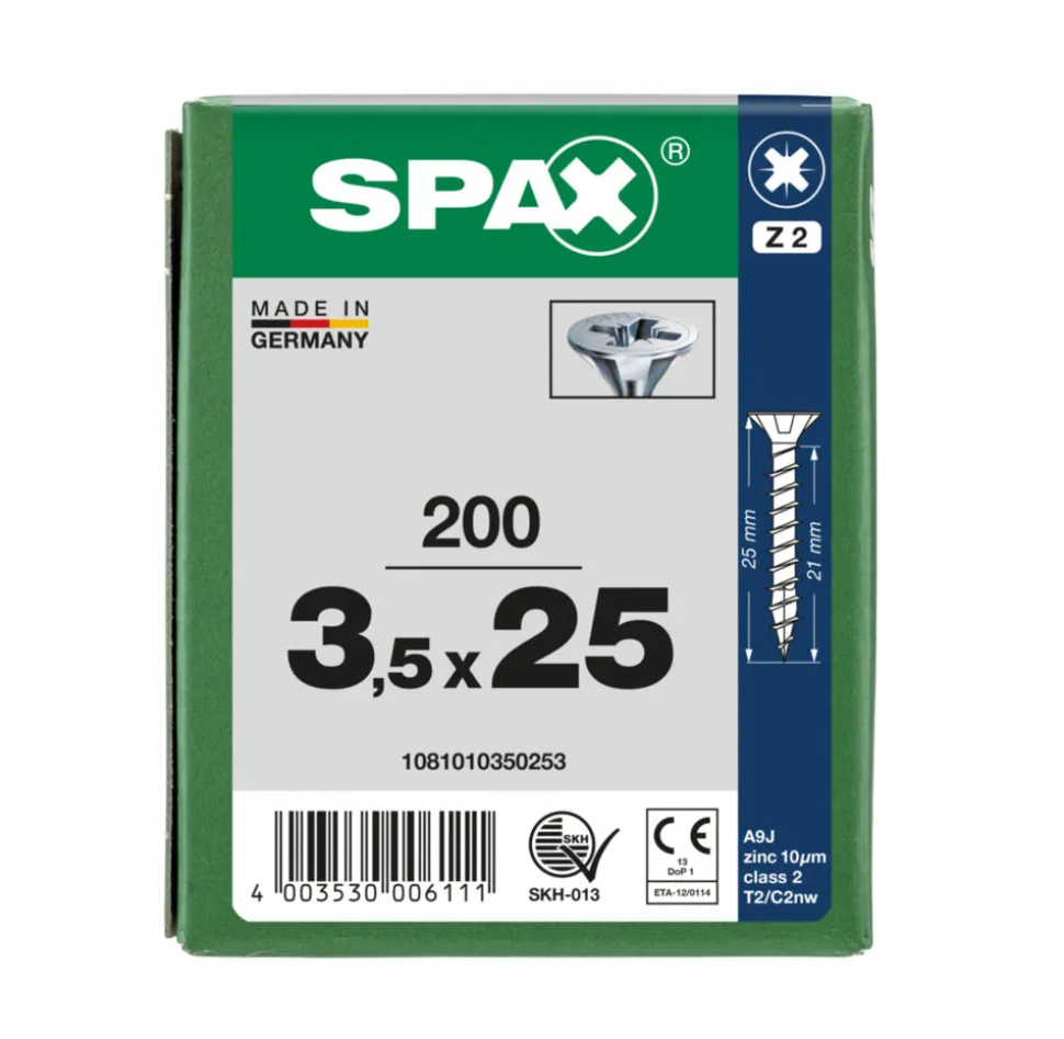 SPAX Universele Schroef Verzinkt VK Voldraad 200st