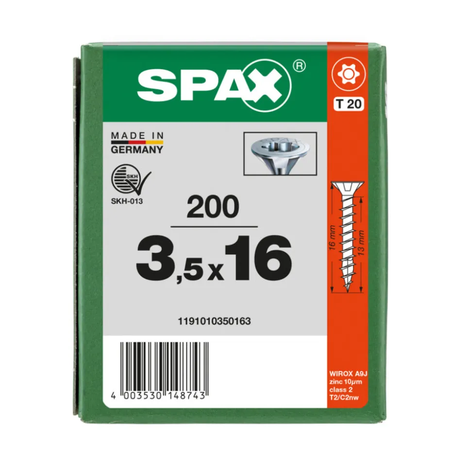 SPAX Universele Schroef Verzinkt VK Voldraad 200st
